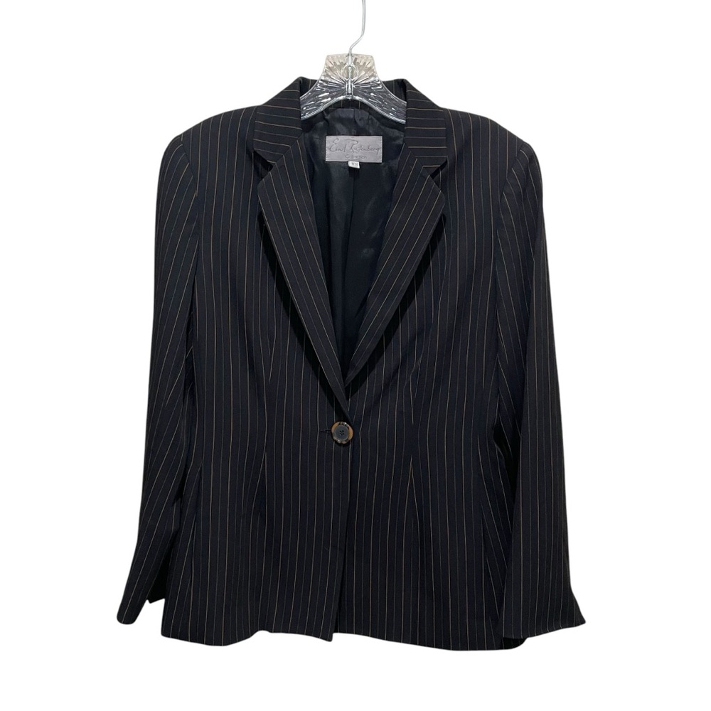 Earl Rutenberg Pin Striped Blazer Jacket Black and Brown Size XS